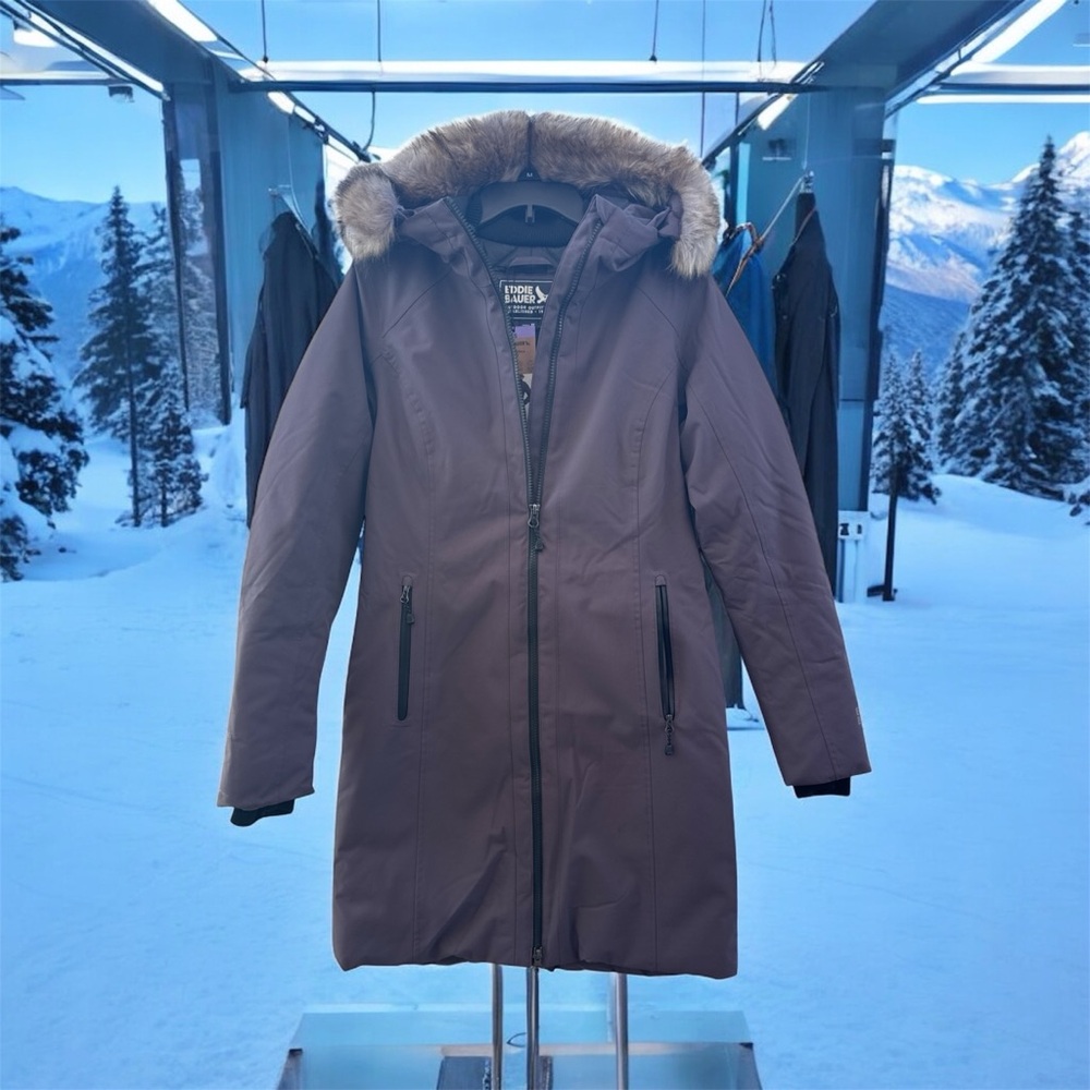 Eddie Bauer Brown Parka with Faux Fur Trim Hood